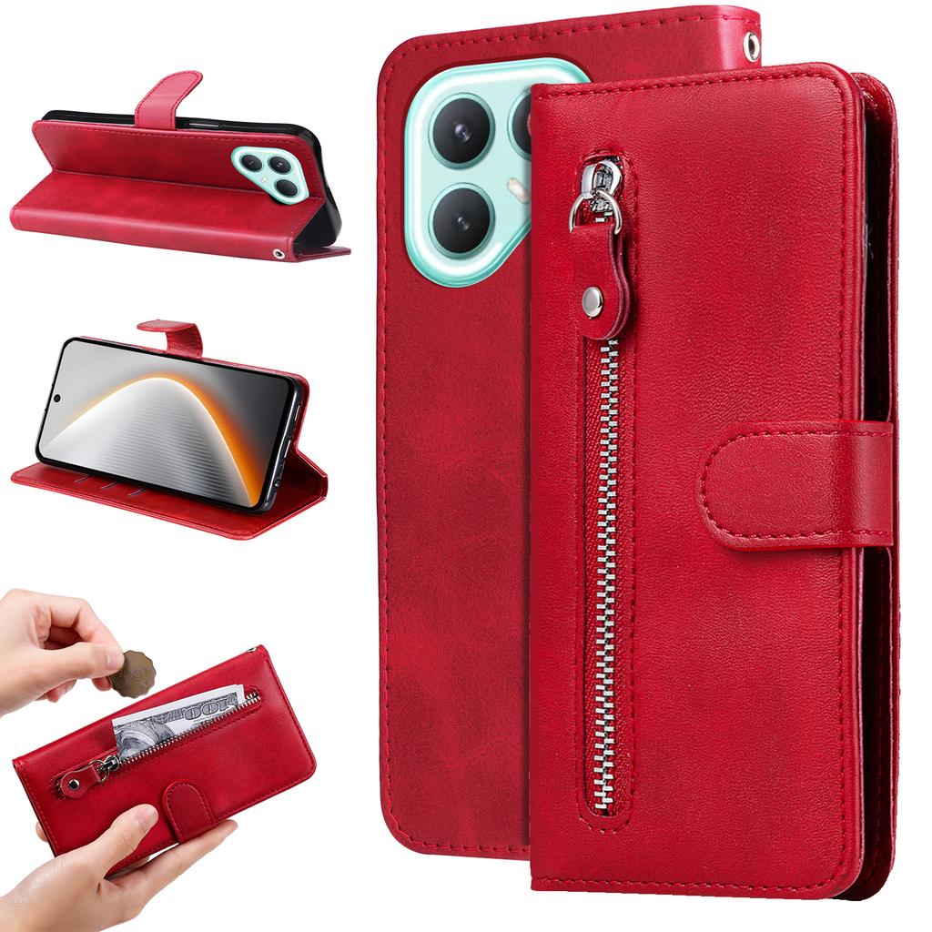 For TECNO Pova 7 Pro 5G PU Leather Cases with Zipper Pocket Wallet Phone Cover Stand