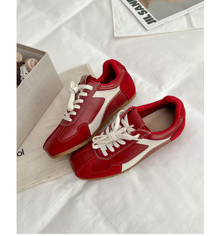 Lan Cabinet retro round head inner height increase flat bottom German training shoes women's 2025 new fashion versatile and thin casual sports shoes