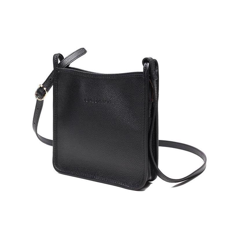 Longchamp Le Foulonné 20 Leather Solid Color Detachable Shoulder Strap Zipper Crossbody Bag Small Women Bags Black 10138021001