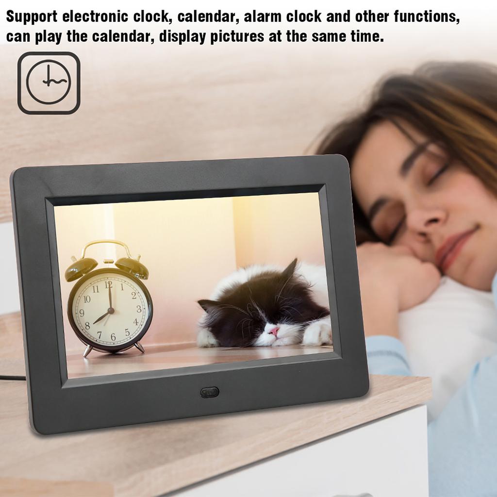 7 Inch 800*480 HD Digital Photo Frame Screen Multiple Languages Screens Ratio 16:9(black  )
