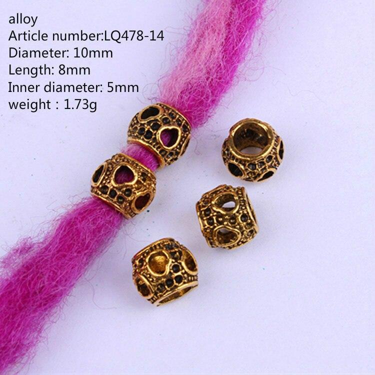 5pcs/bag Silver Metal Hair Rings Braid Dreadlocks Bead Hair Cuffs Dread Tube Charm Dreadlock for DIY Hair Accessaries