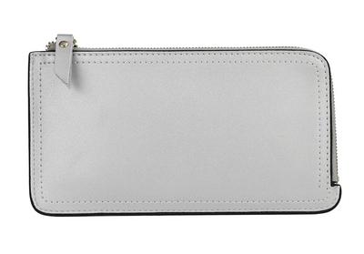 AMgrocery Women's Genuine Leather Long Wallet, Slim, Lightweight, Large Capacity, L-Zip, Coin Purse, Popular Gift (Silver)
