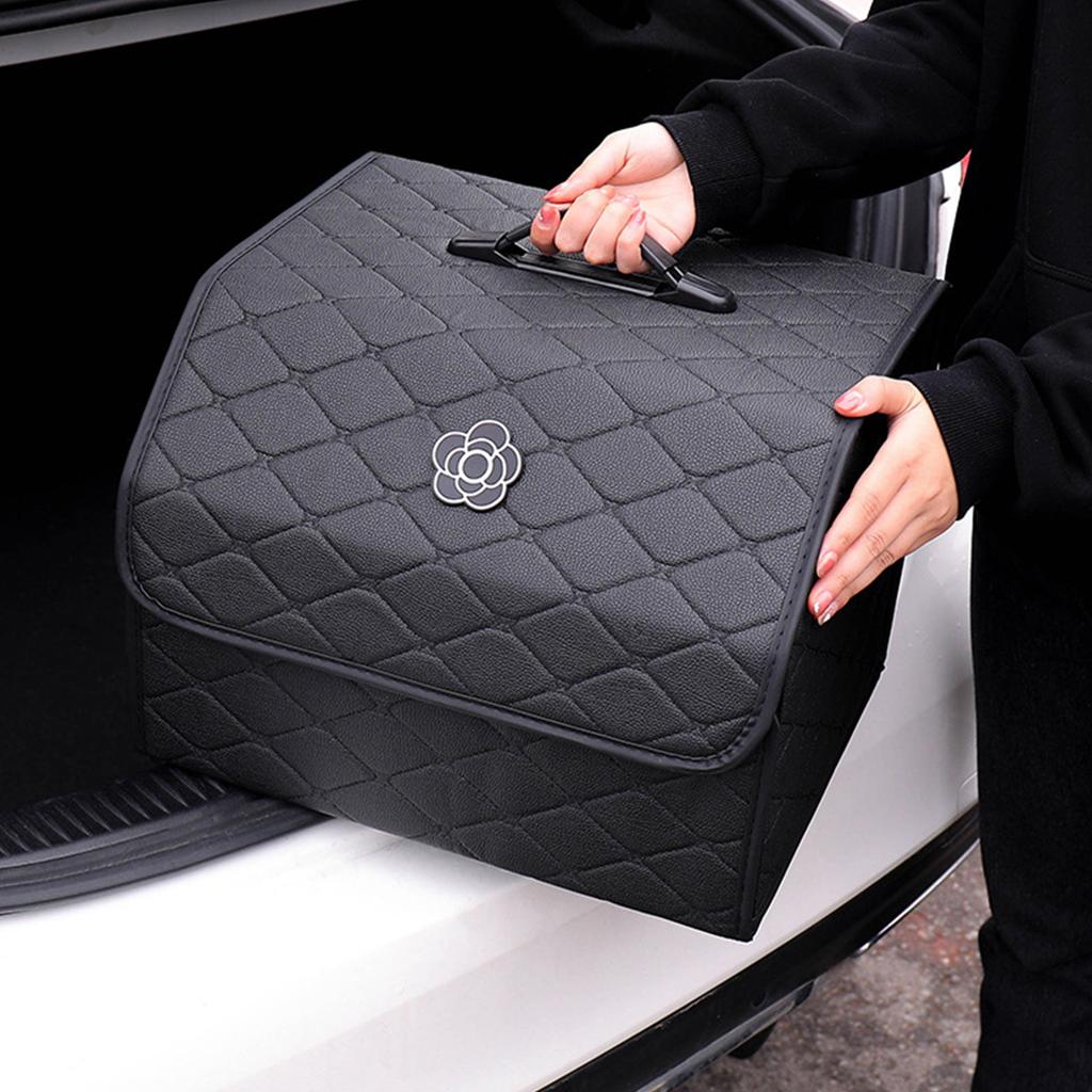 Organizér do kufru auta s vysokou kapacitou, víceúčelový, z PU kůže, přenosný úložný box do kufru s