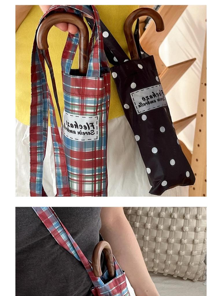 Korean Style Sun & Rain UV Protection Umbrella for Women - Manual Foldable with Curved Hook and Black Glue Sunshade