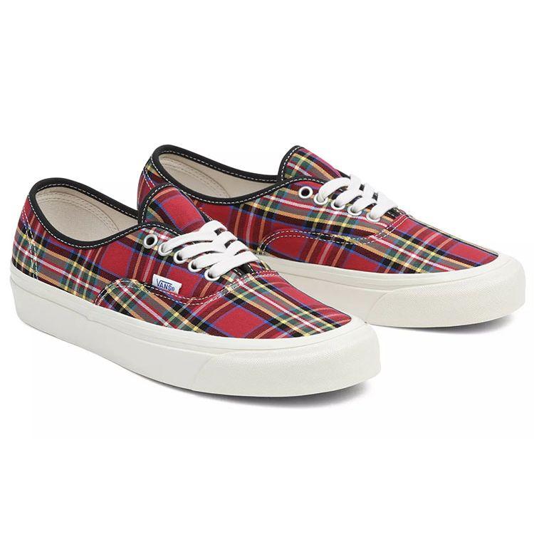 Vans Authentic 44 DX Unisex Low Top Plaid Sneakers Red Brown VN0A5KX4RGR