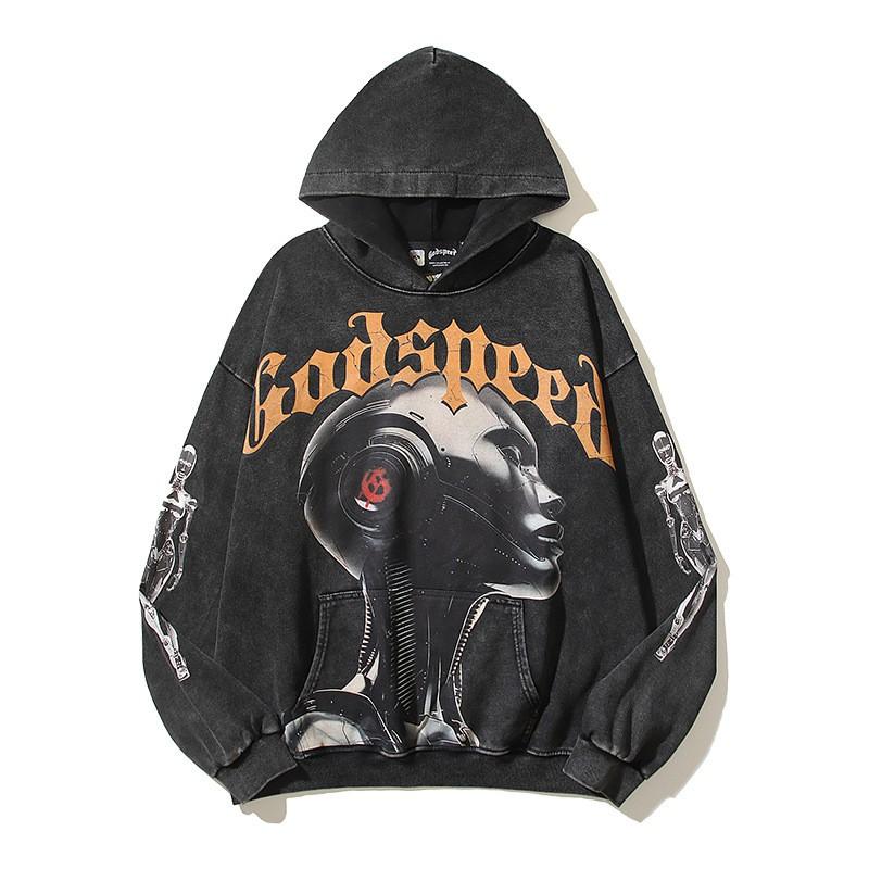 Godspeed 2025 Fall Winter Cotton Hoodie Streetwear Oversized Graphic Print Sweatshirt Men