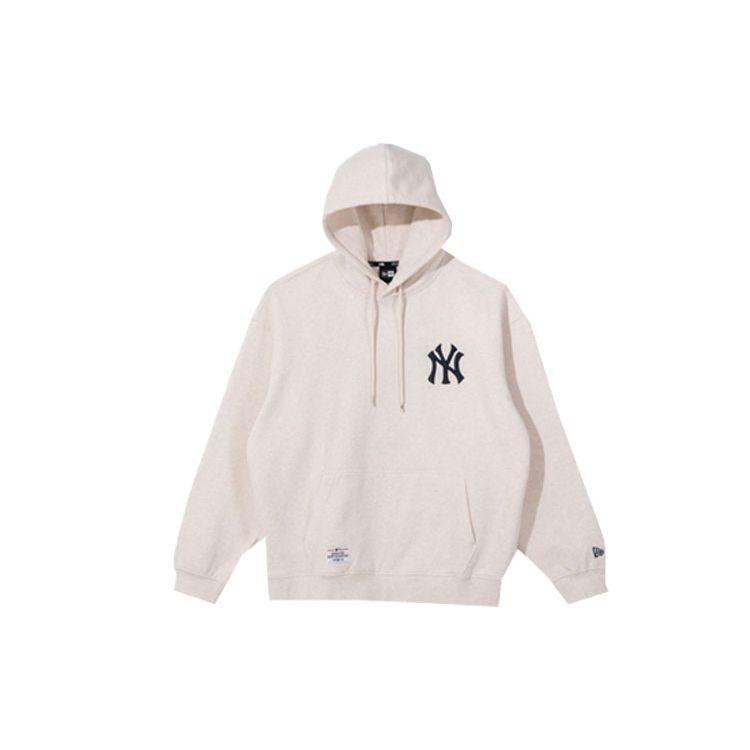 New Era X MLB Collaboration New York Yankees Letter Logo Pullover Hoodie Unisex sweatshirt Oatmeal 13781158