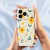 For iPhone 17 Pro Max Case Yellow Floral and Leaves Pattern Printing Straight Edge TPU Phone Back Cover