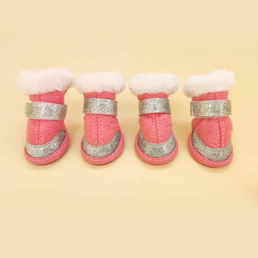

4Pcs/Set Warm Pet Snow Boots Waterproof Anti-slip Dog Shoes Reflective Puppy Boots Outdoor Indoor Size 1
