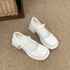 White French retro thick heel heightened small leather shoes women's 2025 new autumn skirt light mouth Mary Jane single shoes