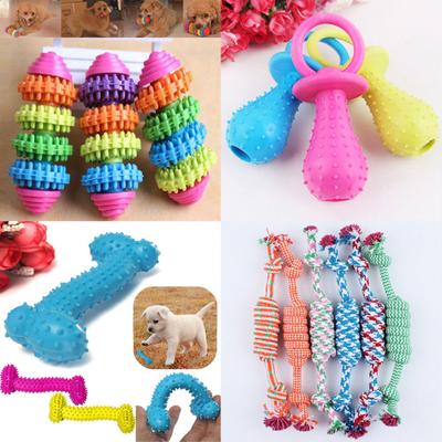 Puppy Pet Dog Colorful Dental Teething Healthy Teeth Chew Training Play Ball Toy