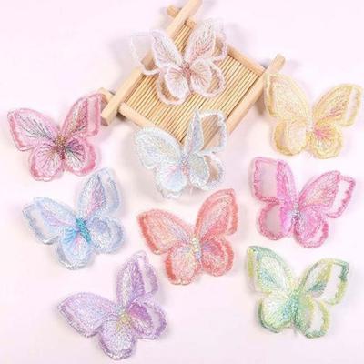 10PCS 3D Chiffon Butterfly Simulation Mesh Butterfly Patch  For Hairband Nail Decoration