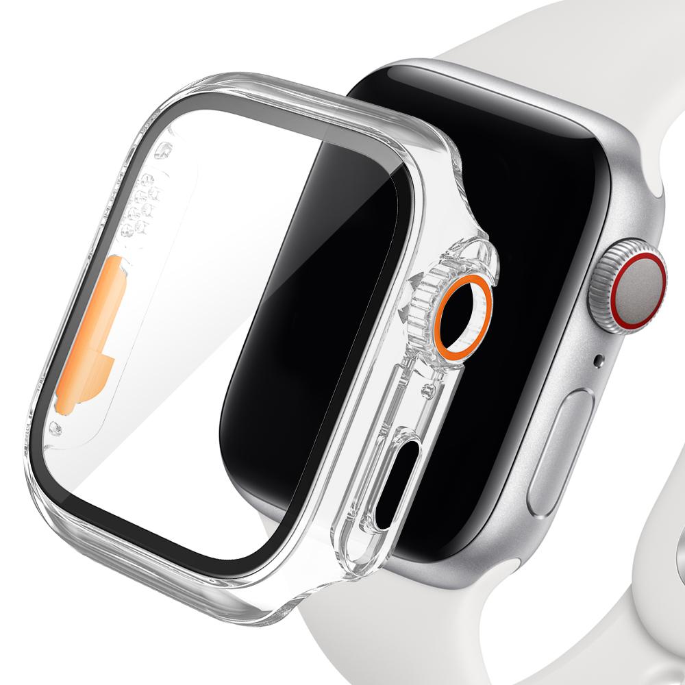 Change to Ultra for Apple Watch Case Series 8 7 45mm 41mm Screen Protector Cover Glass+Case for iWatch 4 5 6 SE 44mm 40mm Bumper