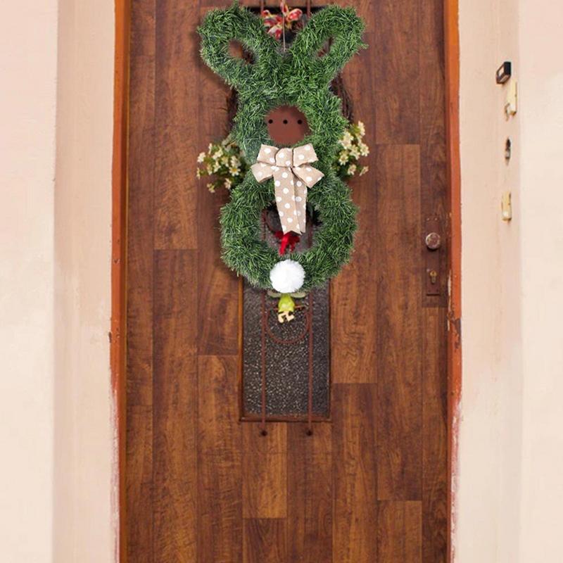 Easter Wreaths for Front Door Easter Welcome Wreath Spring Door Wreaths Bunny Shaped Artificial Easter Wreath Garlands Easter cm