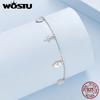 WOSTU 925 Sterling Silver Hamsa Hand of Fatima Cross Charm Bracelets ,Women Hexagram Zircon Chain Link Women Holiday Lucky Gift