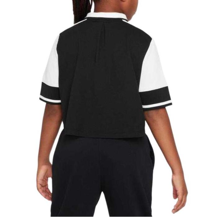 Nike Colorblock Polo Korte Mouw Sport Casual T-shirt Dames Tops Zwart Wit FV0188-010