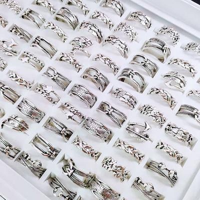 10Pcs Exaggerated Atmospheric Retro Style Ring Jewelry Personality Tide Index Finger Ring