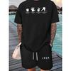 European Size Ice Hockey And Hand Humorous Graphic Print Men'S Short-Sleeved T-Shirt And Waist  Casual Sports Regular Top ,Spring And Summer G