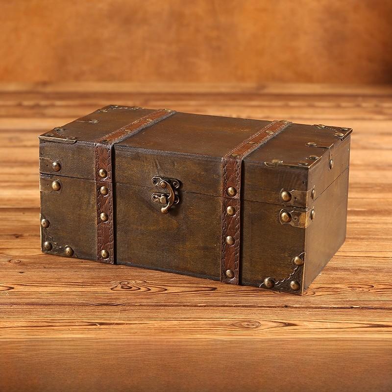 

Настольная деревянная винтажная коробка для хранения с замком для организации и декора дома и офиса Buckle