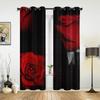 Rote Rose Blume Schwarze Luxusvorhänge für Wohnzimmer Fensterdekoration Vorhang für Schlafzimmer Heimdeko