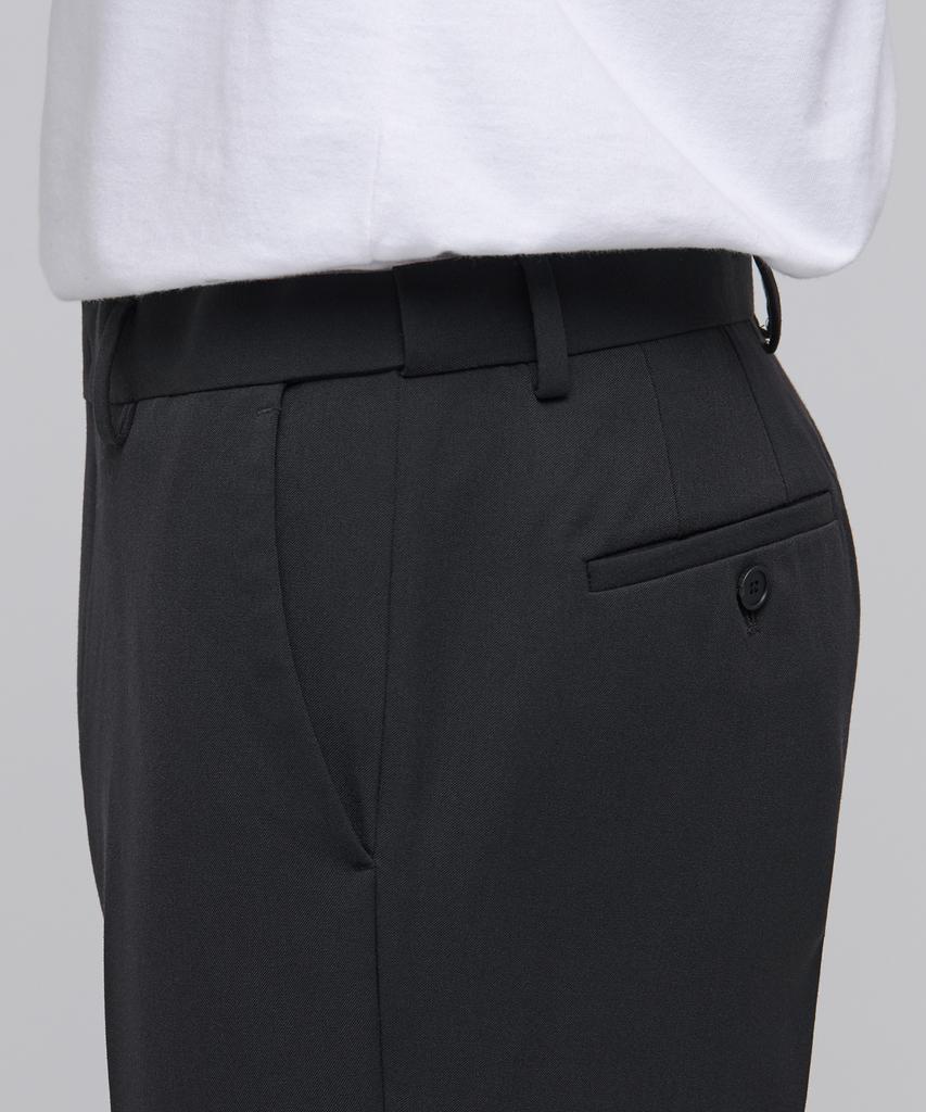 MUSINSA STANDARD Semi-Wide Slit Hidden Banding Slacks [Dark Gray]