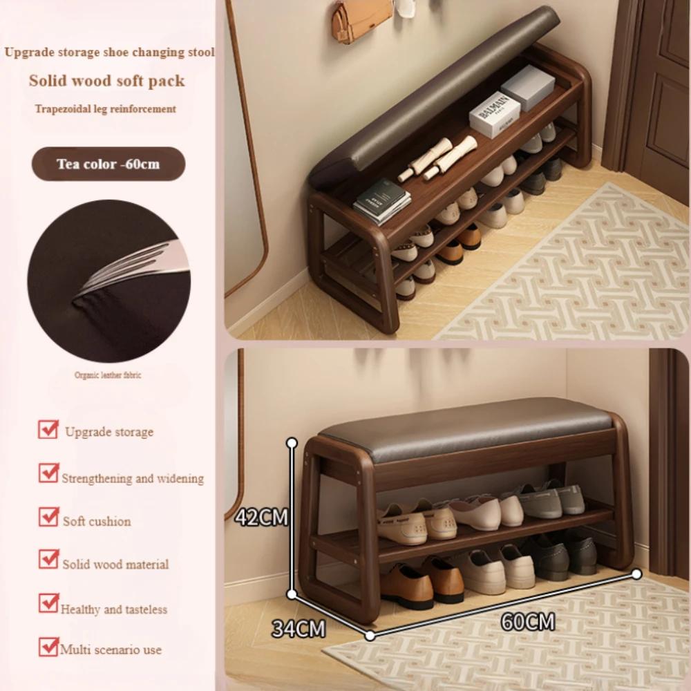 Schuhwechselhocker Atmungsaktive Schuhbank Dick gepolstert Wohnzimmer Eingang Massivholz Schuhhocker Anti-Kollaps Flursitz