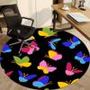 1pc Butterfly PatternChair Carpet for Office, Indoor Non-Slip Washable Polyester Fiber Carpet, Mat For Office, Machine Washable