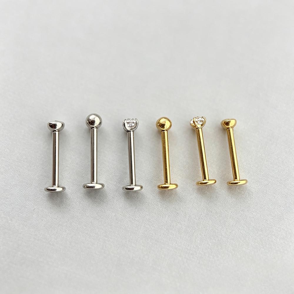 10PCS F136 Ttianium Piercing Labret Lip Stud Ring CZ 16G Internal Thread Stud Earring Ear Tragus Cartilage Helix Daith Jewelry