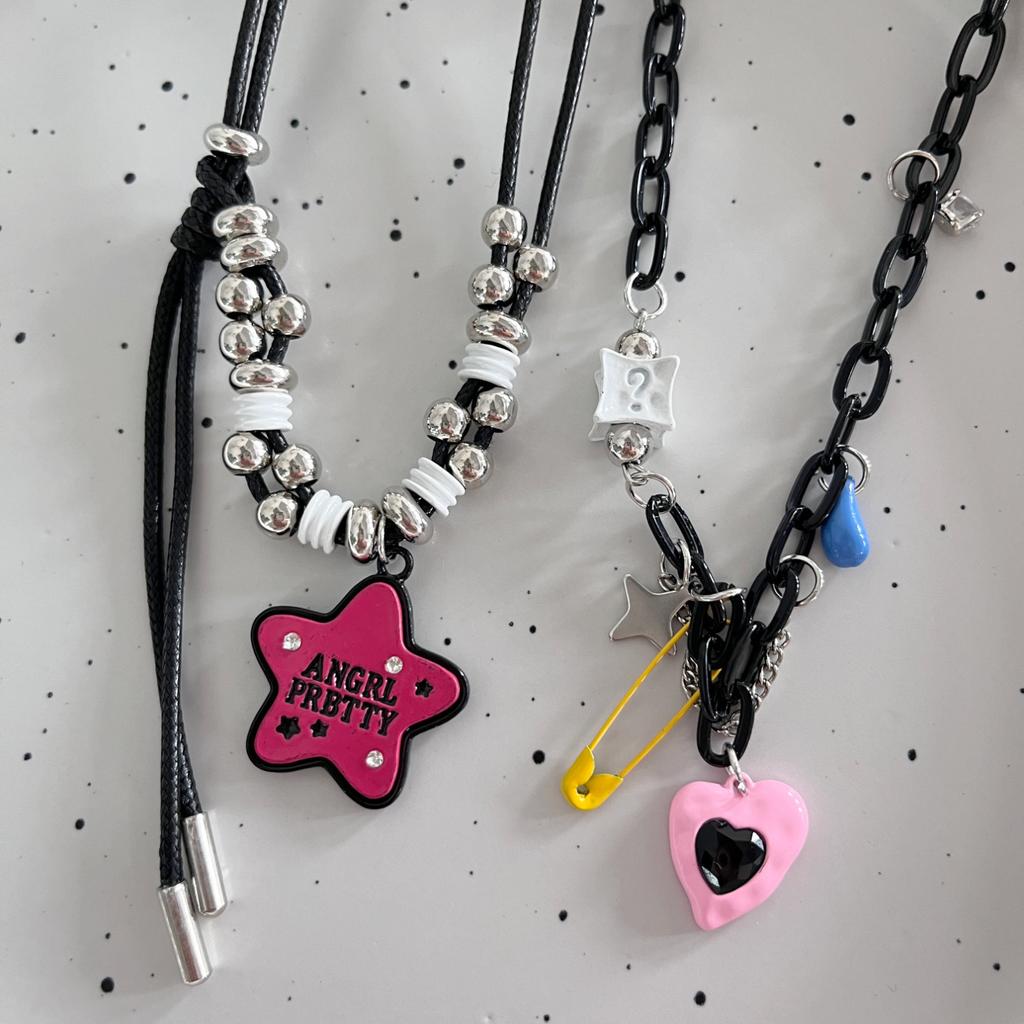 Summer beaded love necklace women's new collarbone chain light luxury niche neck chain accessories women