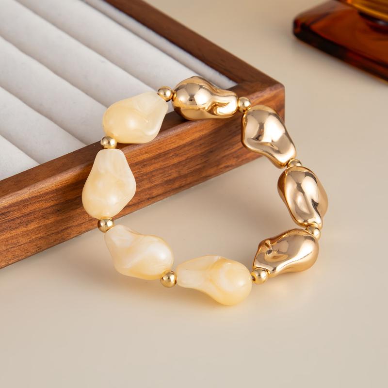 Simple Baroque Irregular Resin Bracelet Bohemian Colorful Beads Bracelet Splicing Bangle Daily Charm Jewelry Accessories Gifts