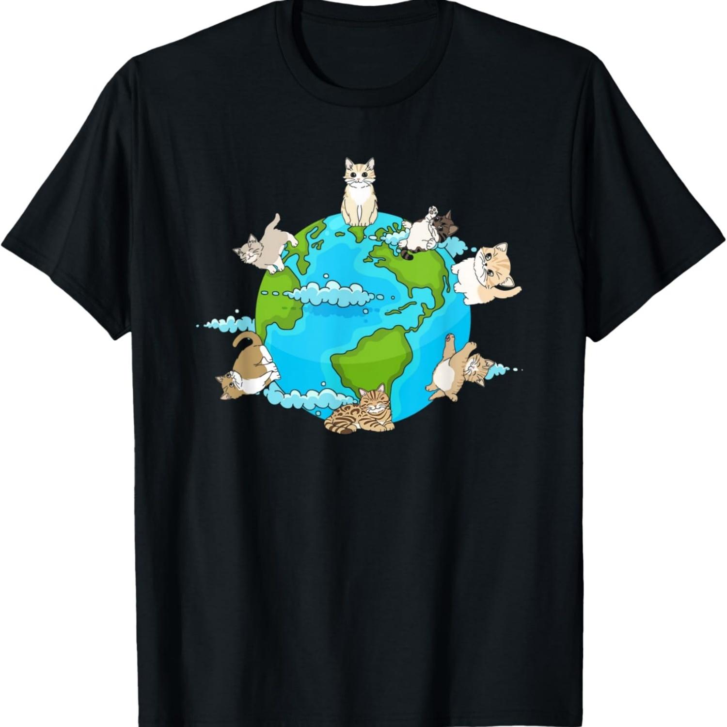 Cat Earth Cute Cats Funny Cat Meme For Cat Lover T-Shirt S чёрный