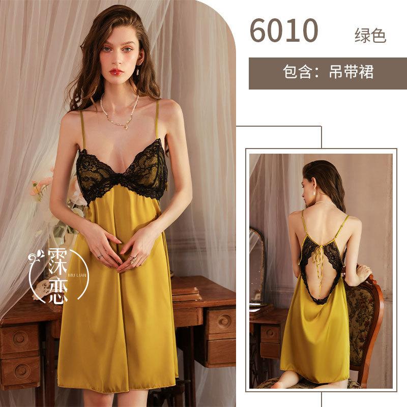 

Сексуальное женское осеннее платье-комбинация из искусственного шелка с кружевом, чисто эротическое нижнее белье, халат для кровати One size [wearable weight: within 65kg]