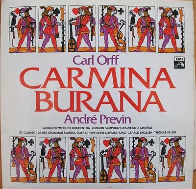 LP Record CARL ORFF ANDRE PREVIN LONDON SYM  Carmina Burana ASD3117 HIS MASTERS VO 1980 UK Classical Used