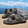 Handmade Men's Beach Slippers Plus Size Summer Comfortable Leather Slippers For Men Flip Flops
