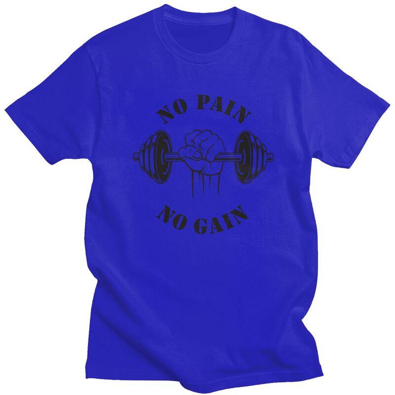 Custom No Pain No Gain T Shirt Men Short Sleeves 100 Cotton Tshirt Bodybuilding Fitness Gym Tee Tops Fashion Tshirts