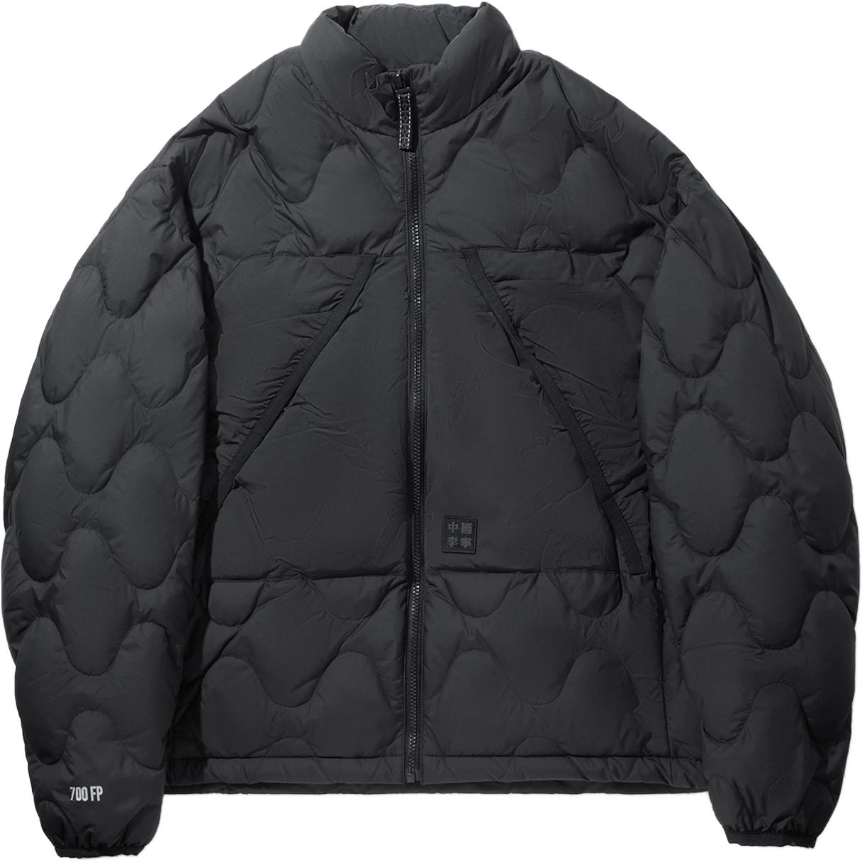 

Li Ning Однотонная куртка-пуховик на молнии со стойкой, универсальная, повседневная, свободного кроя, мужская верхняя одежда AYMV537-1 L