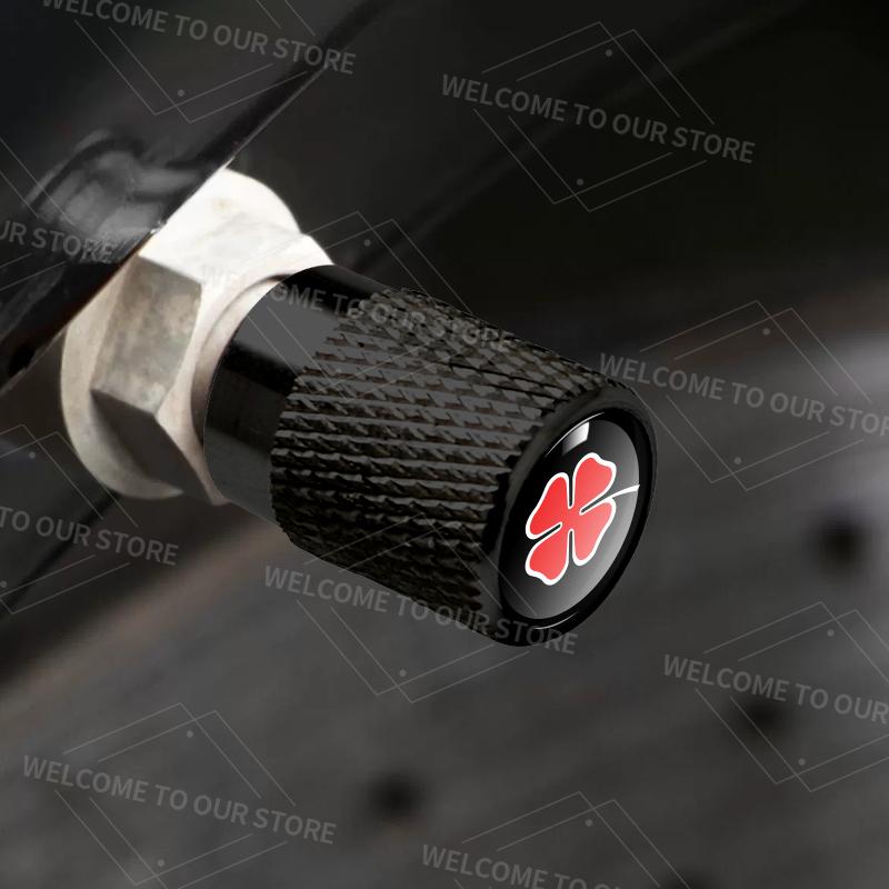 4pcs/1set Four-leaf Clover Logo For Alfa Romeo Giulietta Giulia Mito Car Valve Caps Wheel Tires Air Tyre Stem Protective Cover nsf154