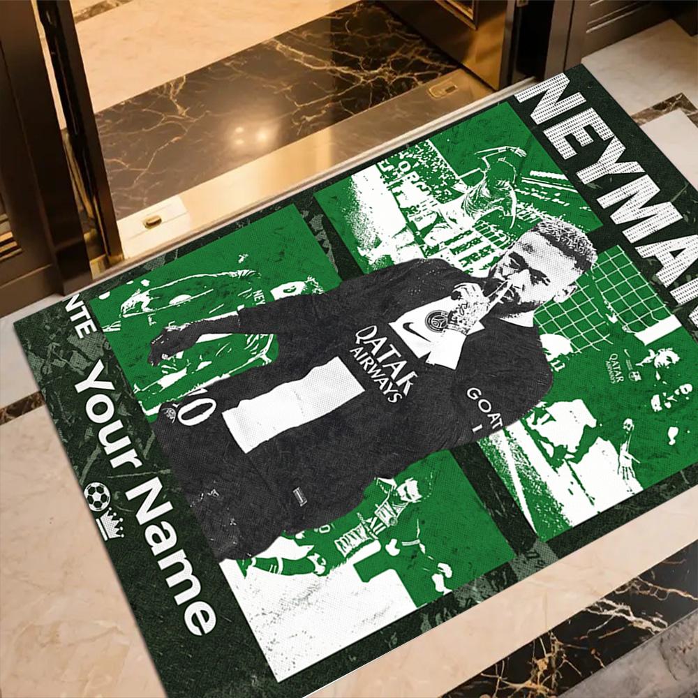 Poster Neymar Energy Tappetino Personalizzato con Nome per Corridoio, Stanze dei Giochi, Dormitorio, Sala Giochi, Tappeto Antiscivolo, Decorazione per Uffici, Regalo per Festival