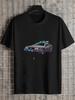 1pc Back To the Future Retro 80s Graphic T-shirt - Black 180g Cotton Crew Neck Short Sleeve Tee with Single-Sided DeLorean Time Machine Print