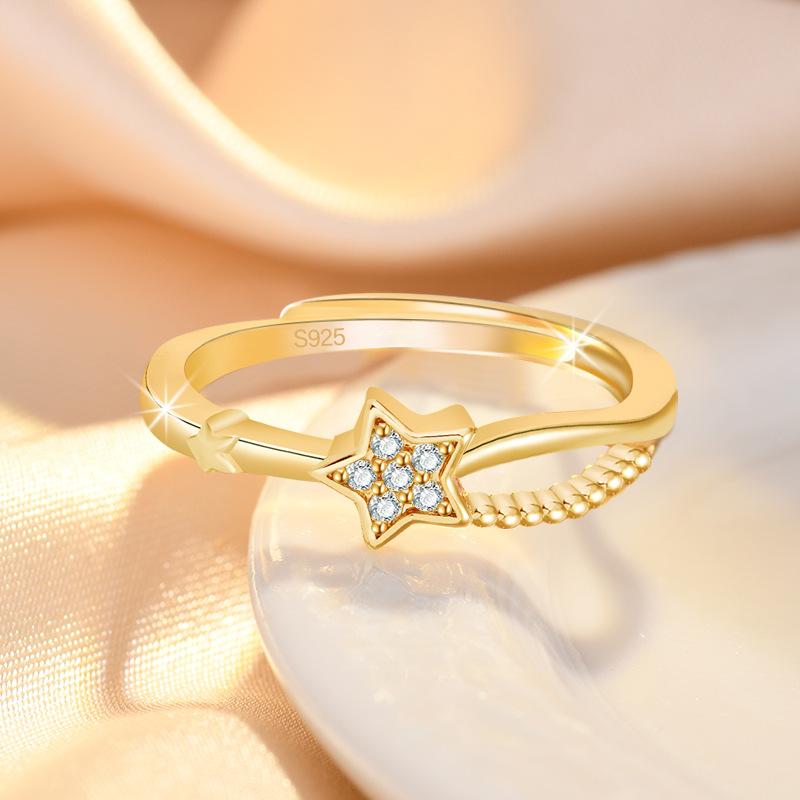 Ladies Crystal Star Adjustable Open Rings Jewelry