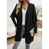 Women Bat Sleeve Cardigan Solid Color Knit Sweater Cardigan Coat