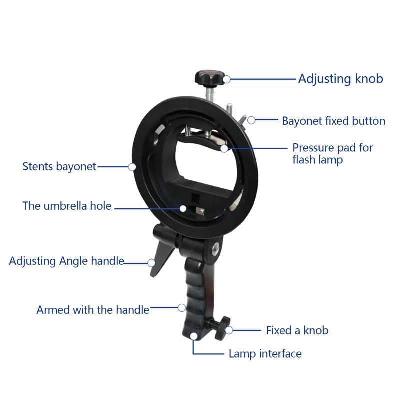 Universal Flash Bracket Mount Adapter with Hand Grip Adjustable for Speedlite Snoots Flash Softbox Photography Umbrella