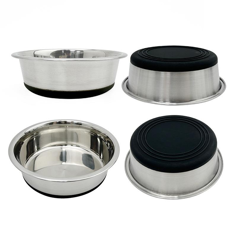 14-26cm Large Capacity Silicone Non-slip Stainless Steel Dog Bowl Drop Resistant Pet Bowl Easy To Clean Dog Cat Feeder Bowl