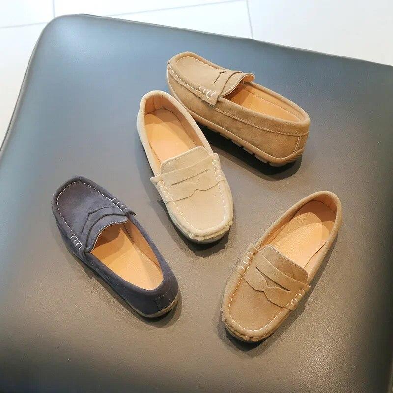 Modepojke Lädersko Enfärgad Mångsidig Barn Skola Causal Singelskor Andas Halkfria barn Slip-on Flat Loafers