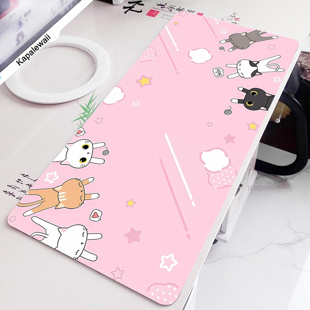 Large Pink Mouse Pad Kawaii Cute Cat Mousepad XXL Anime Deskmat AntiSlip PC Mouse Mat Big Keyboard Pads Table Carpet Xcm