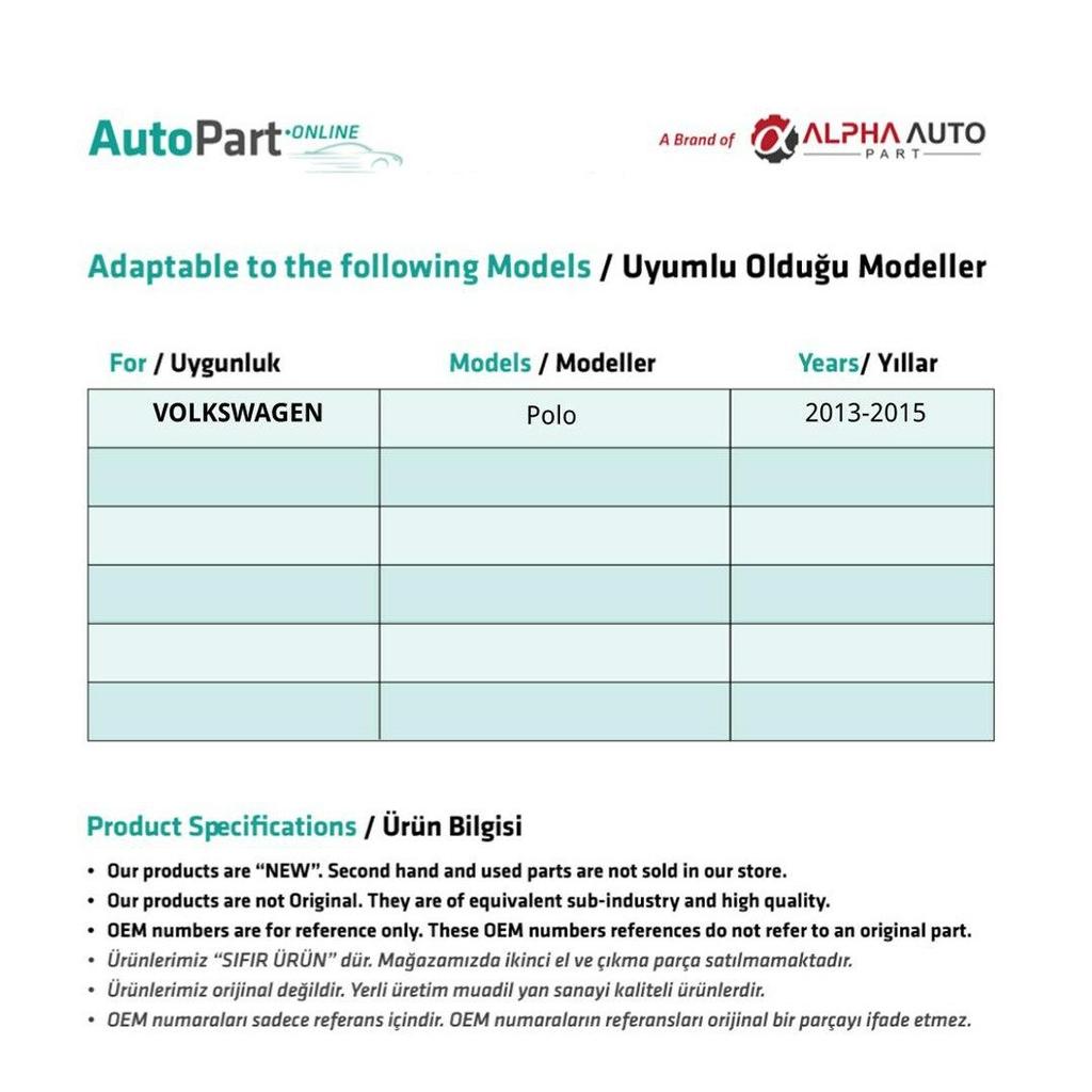 Front Left Window Repair Set for Volkswagen Polo New Model