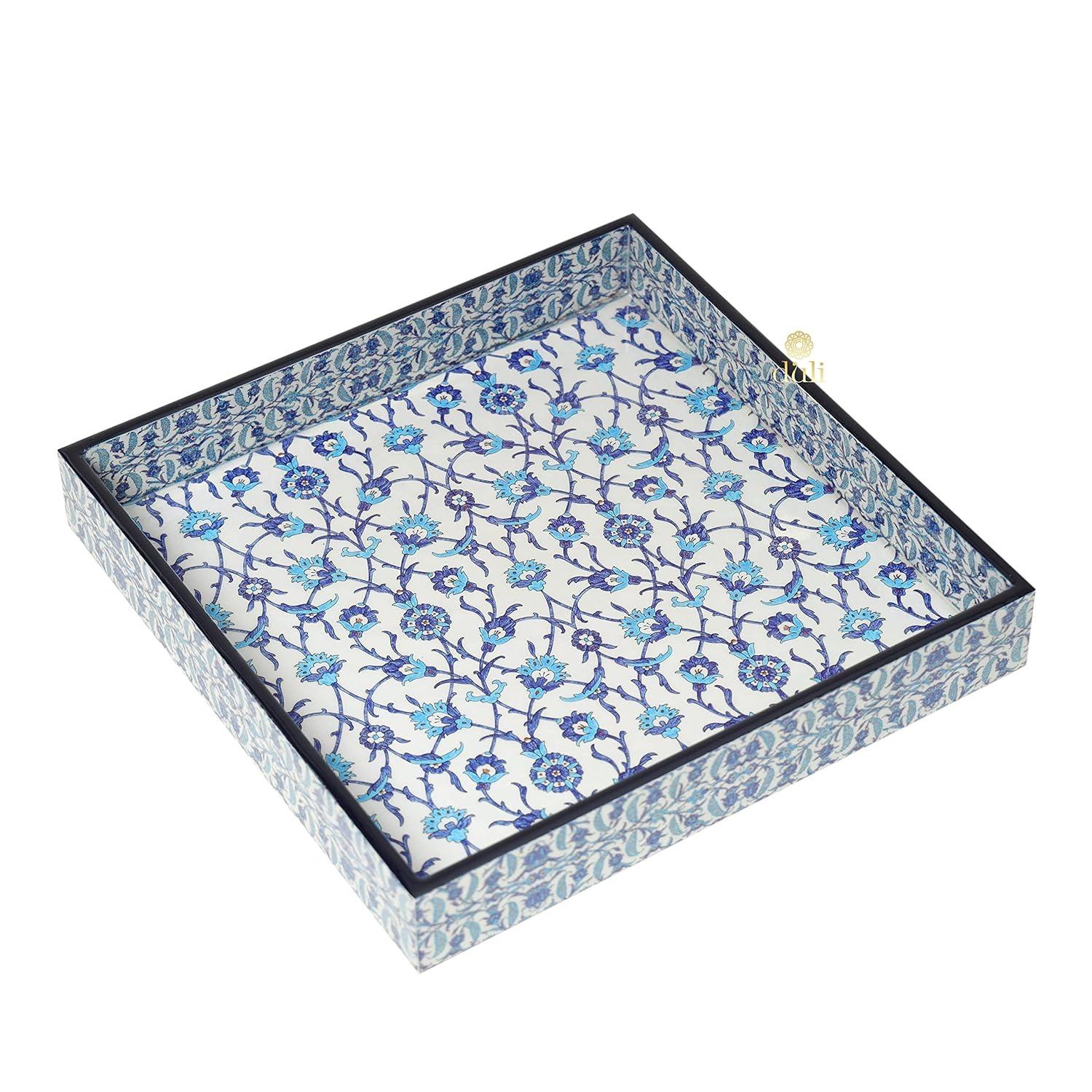 Поднос из МДФ с эмалью, Enamel Coated Tray in MDF (Blue Moroccan),  Duli