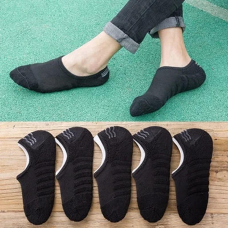 

5 Pairs/Lot Men s Fashion Towel Bottom Boat Socks Cotton Sport Sweat Breathes Silicone Anti-Slip Invisible Socks One Size