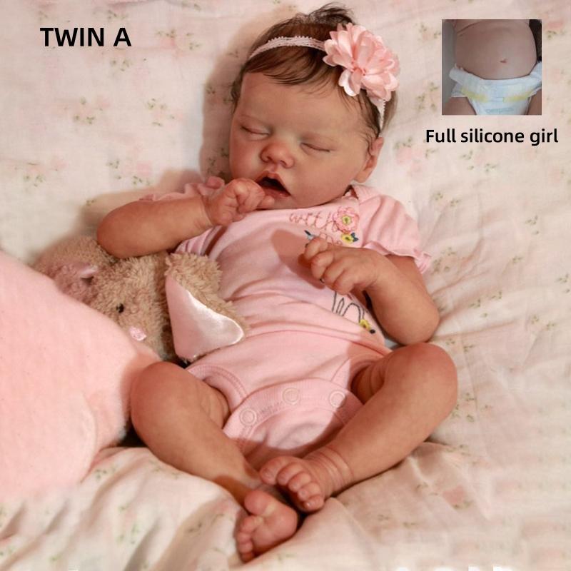 

Реалистичные 18-дюймовые куклы реборн Близняшка А Близняшка Б Полностью виниловое/тканевое тело Куклы новорожденных Реалистичные спящие куклы реборн для девочек для детей Подарки на день рождения Twin A girl doll