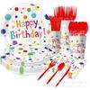 Color Polka Dot Birthday Theme Party Package Paper Cup Paper Plate Paper Towel Knife Fork Spoon Disposable Party Decoration